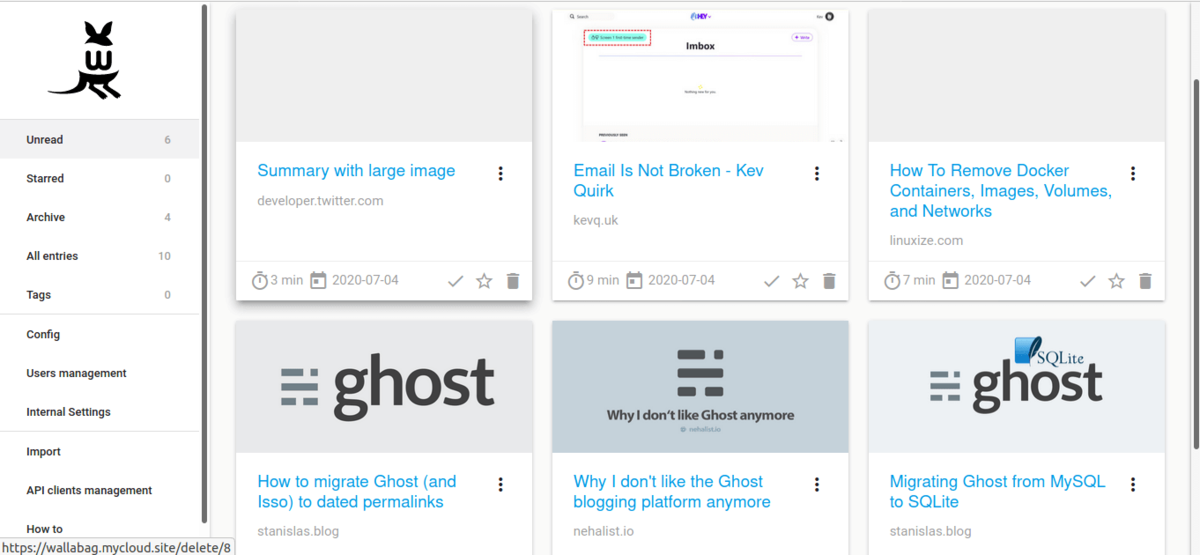 Wallabag web Interface
